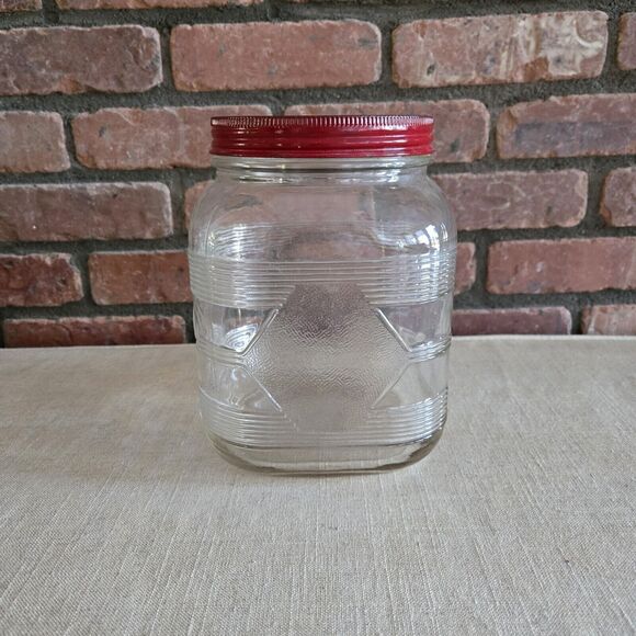 Vintage WWII Retro Era Glass Coffee Jar - Picture 1 of 10